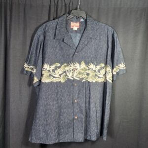 RJC Hawaiian Shirt Men's 3X Blue Tropical Floral Print Short‎ Sleeve Vacation
